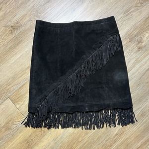 Scully Suede Skirt Women's Medium Leather Western Double Fringe Mini